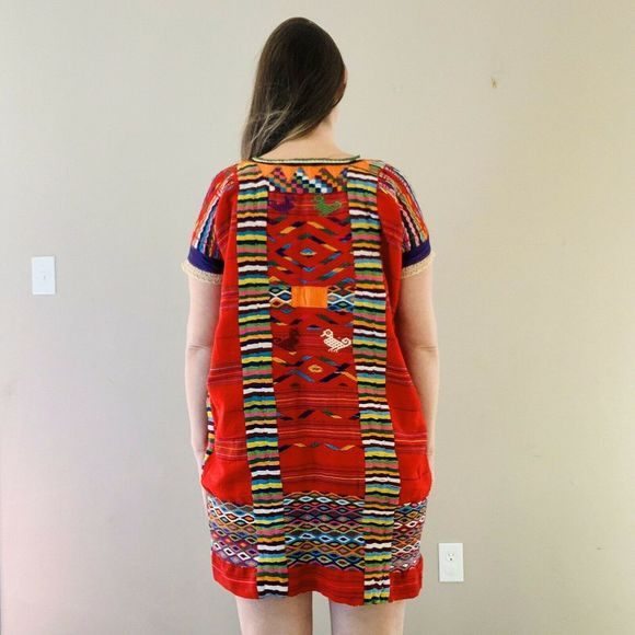 Vintage Huipil Tunic Dress Hand Woven - Picture 4 of 8